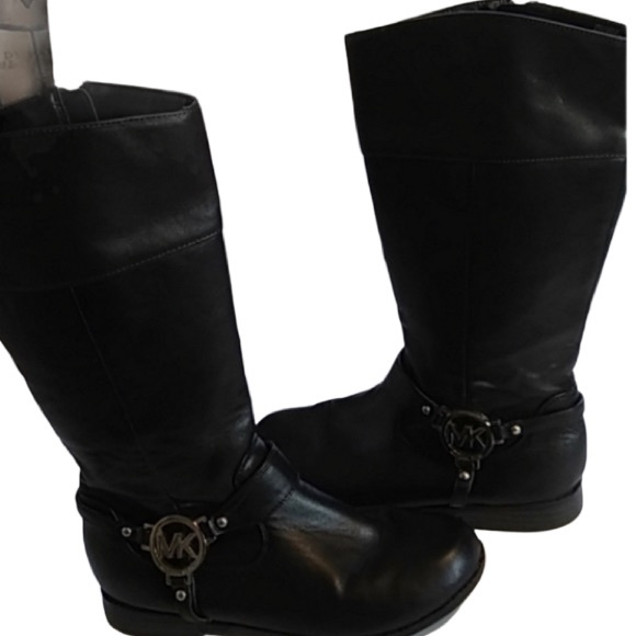 MICHAEL KORS MID CALF LEATHER BOOTS - Picture 1 of 8